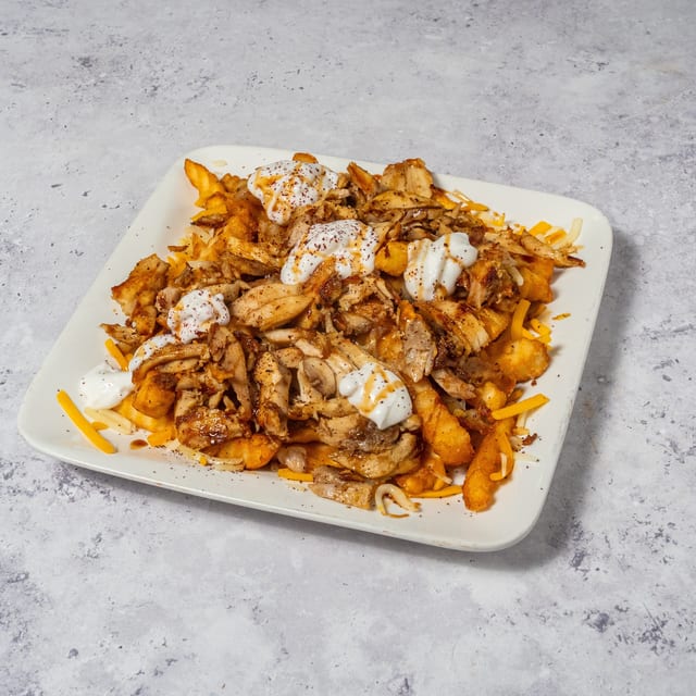 Chicken Shawarma Over Fries.