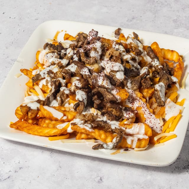 Signature Beef Blend Over Fries.