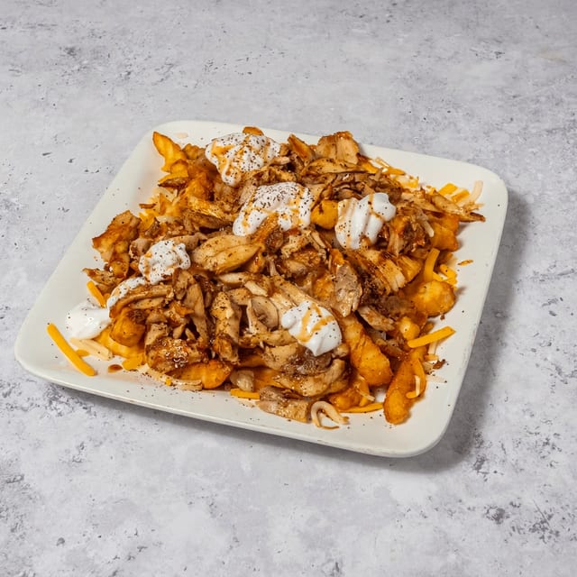 Chicken Shawarma Over Fries.